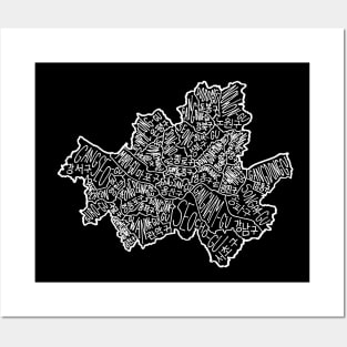 Map of Seoul - black background Posters and Art